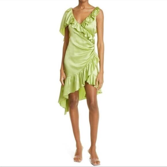 cinq a sept Dresses & Skirts - NEW Cinq à Sept Petunya Silk Ruffle Dress in Prickly Pear Lime Green Size 6